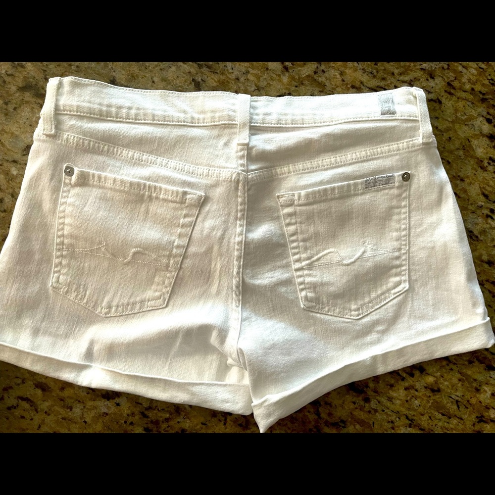 7 for all mankind, roll up shorts in clean white